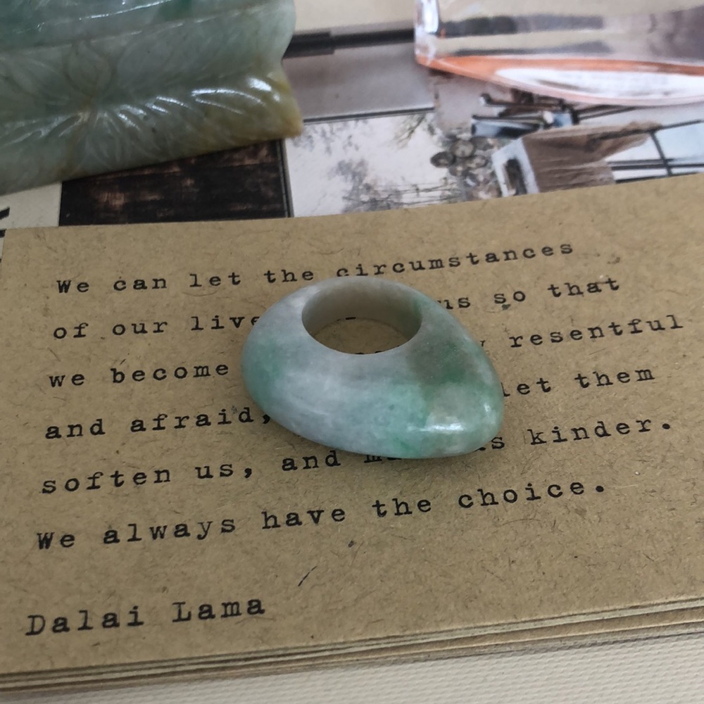 Jade ring heavy weight chunky statement jewelry bohemian free people style